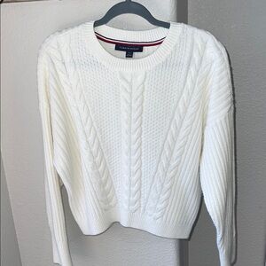 Tommy Hilfiger Women's Cream Cable Knit Sweater Size S